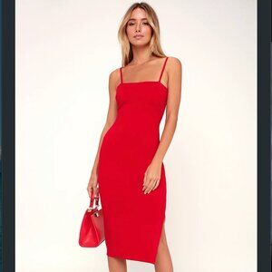 Lulus Paulina Red Bodycon Midi Dress